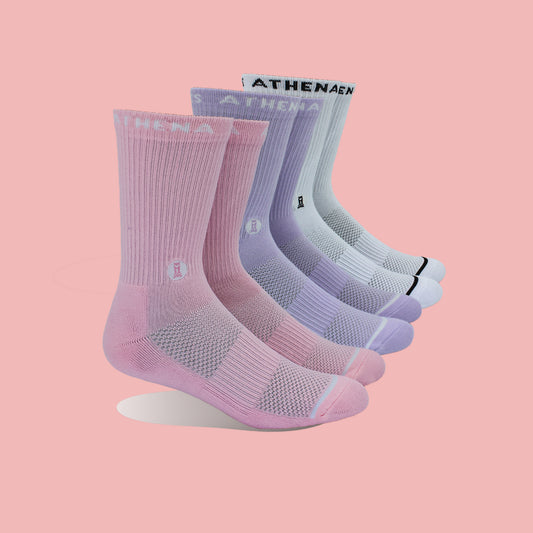 Arctic White / Dusky Purple / Bubblegum Pink Crew Socks 3 Pack